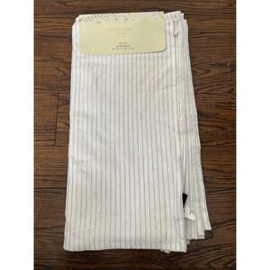 cynthia rowley set of 8 napkins white With Gold metallic stripes 20" X 20"